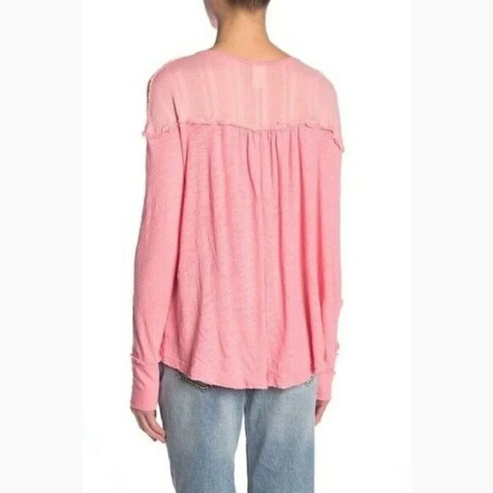 Free People Sugar Coral Down Under Henley Top - Picture 2 of 8